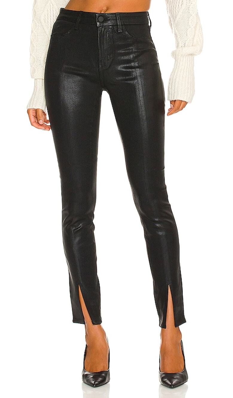 L'agence Coated Black Jyothi High Rise Split Ankle Denim Jeans Size 25
